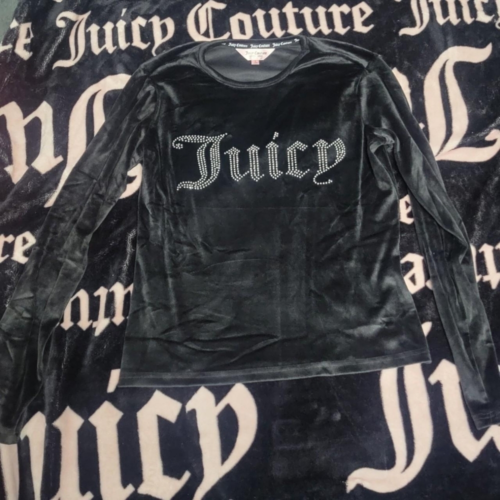 Juicy Couture Black Velvet Long Sleeve Top